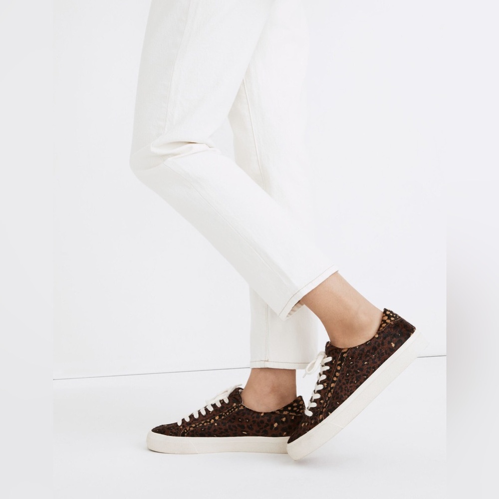 Madewell Sidewalk Low Top Sneakers Leopard Calf Hair Colorblock NWOT Size 6